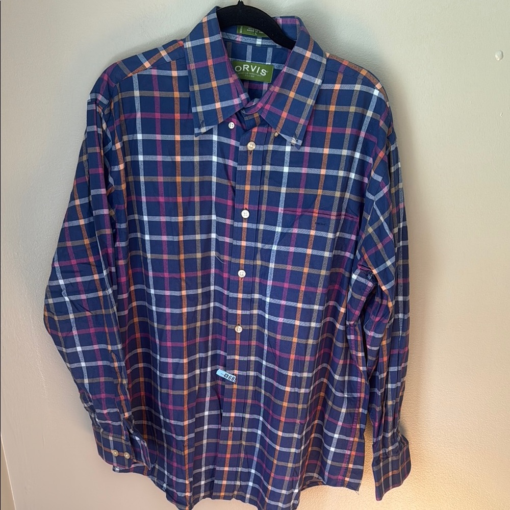 Orvis Men's Multicolor Plaid Button Down Shirt